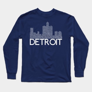 Detroit Skyline Word Art Print Long Sleeve T-Shirt